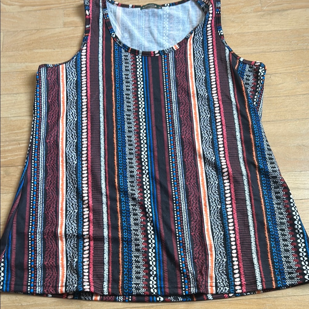 Colorful Striped Sleeveless Tank Top with Rounded Neckline